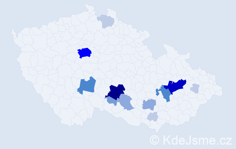 Příjmení: 'Bartů', počet výskytů 50 v celé ČR