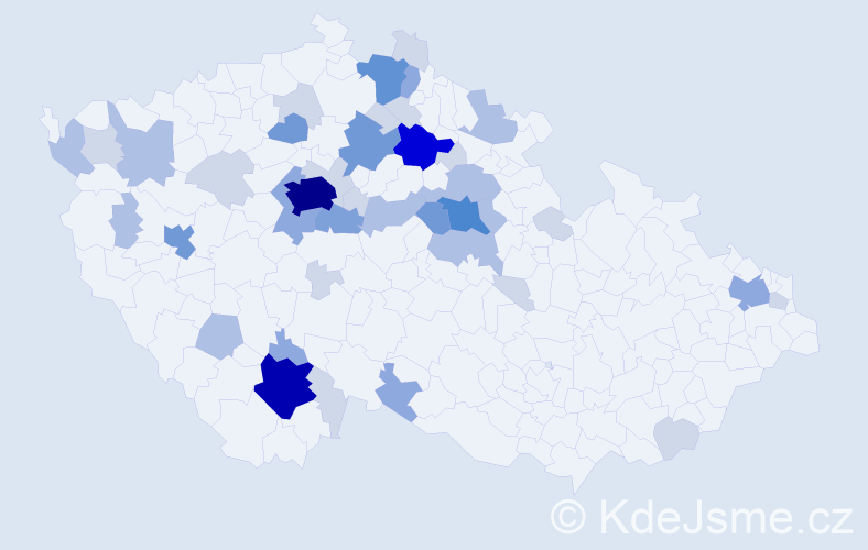 Příjmení: 'Kaska', počet výskytů 127 v celé ČR