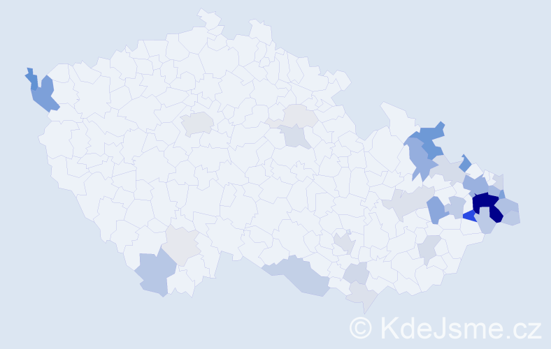 Příjmení: 'Kupčáková', počet výskytů 126 v celé ČR