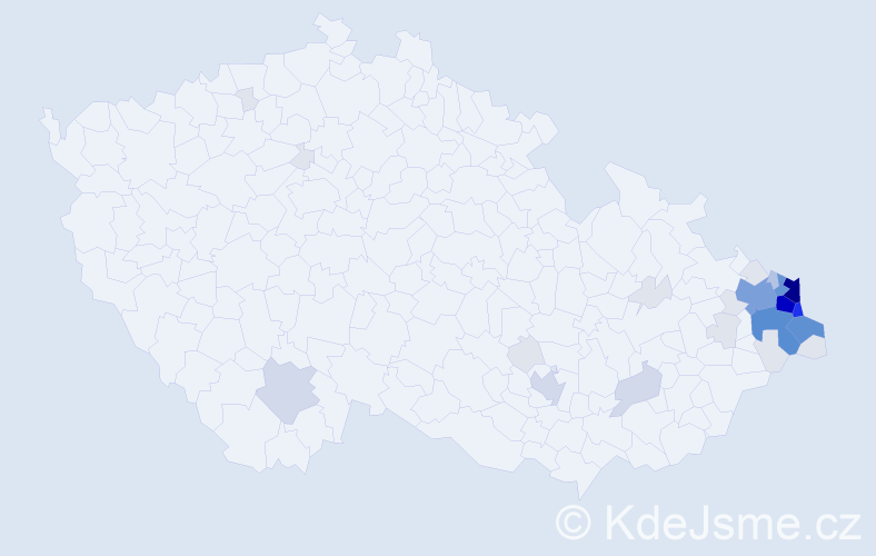 Příjmení: 'Kubienová', počet výskytů 150 v celé ČR