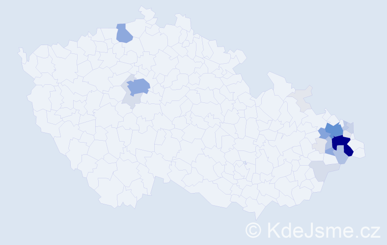 Příjmení: 'Ulčáková', počet výskytů 107 v celé ČR