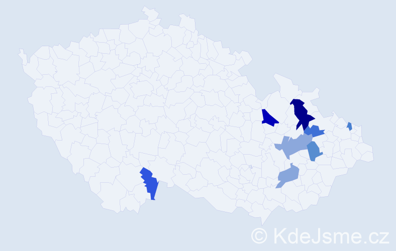 Příjmení: 'Lajmar', počet výskytů 21 v celé ČR