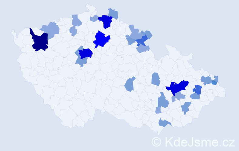 Příjmení: 'Hrnková', počet výskytů 75 v celé ČR