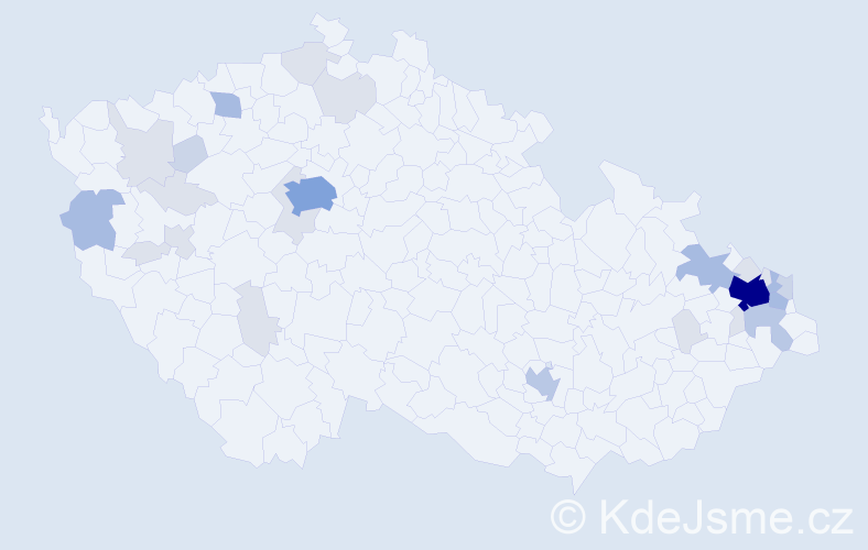 Příjmení: 'Dombrovský', počet výskytů 76 v celé ČR