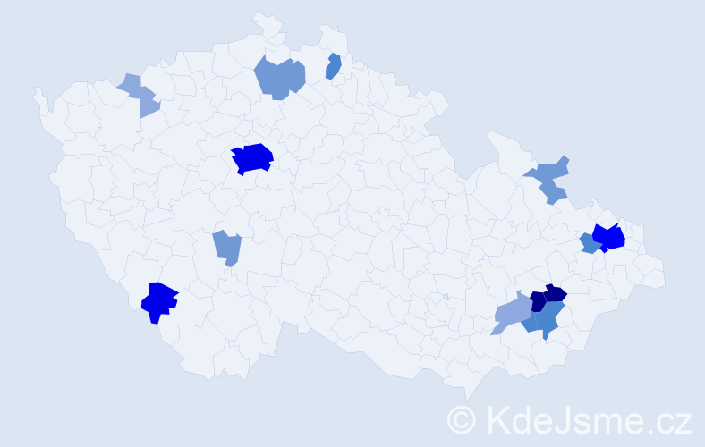 Příjmení: 'Vrajíková', počet výskytů 46 v celé ČR