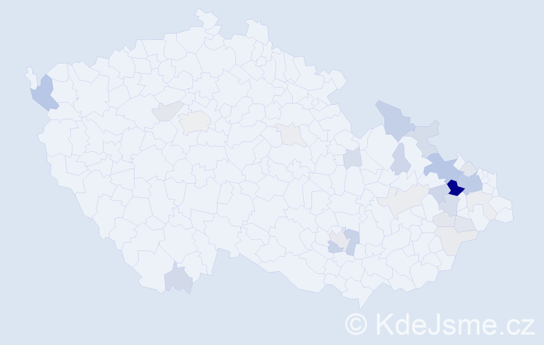 Příjmení: 'Čeganová', počet výskytů 83 v celé ČR