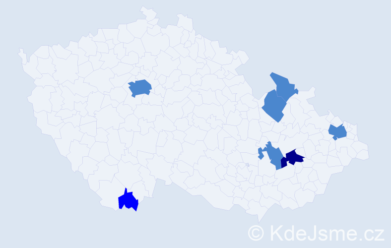 Příjmení: 'Řihovský', počet výskytů 10 v celé ČR