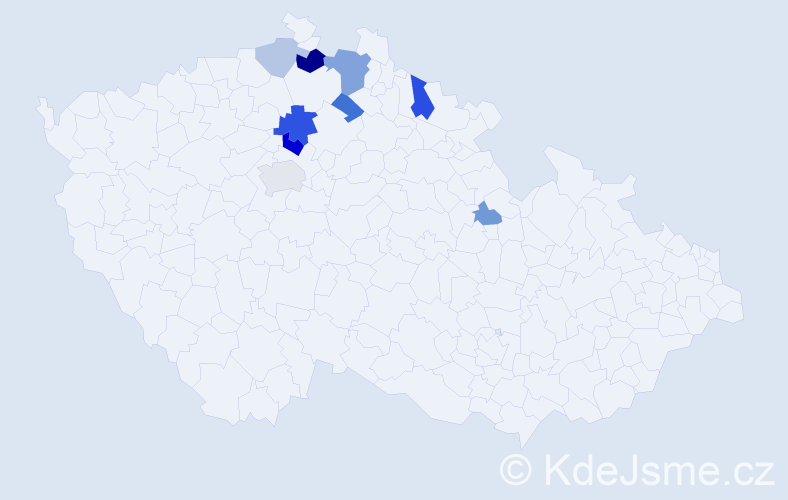 Příjmení: 'Kleinertová', počet výskytů 19 v celé ČR