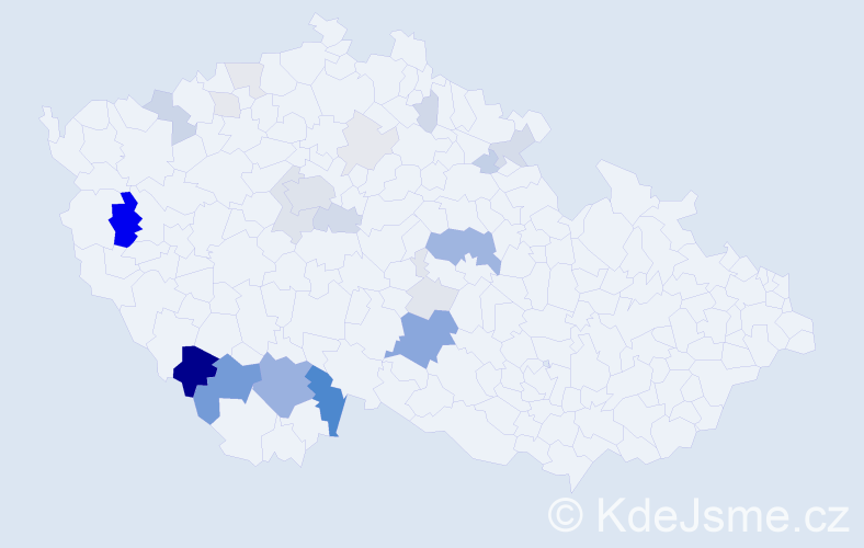 Příjmení: 'Kubašta', počet výskytů 87 v celé ČR
