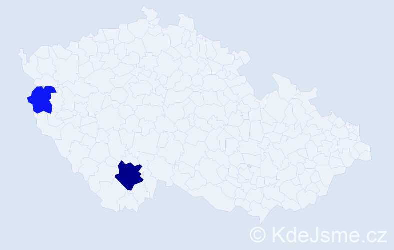 Příjmení: 'Viršíková', počet výskytů 5 v celé ČR