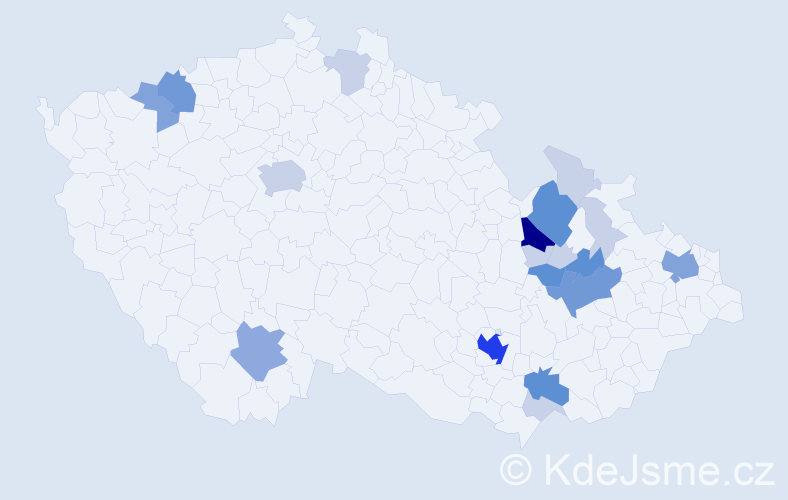 Příjmení: 'Vrtková', počet výskytů 63 v celé ČR
