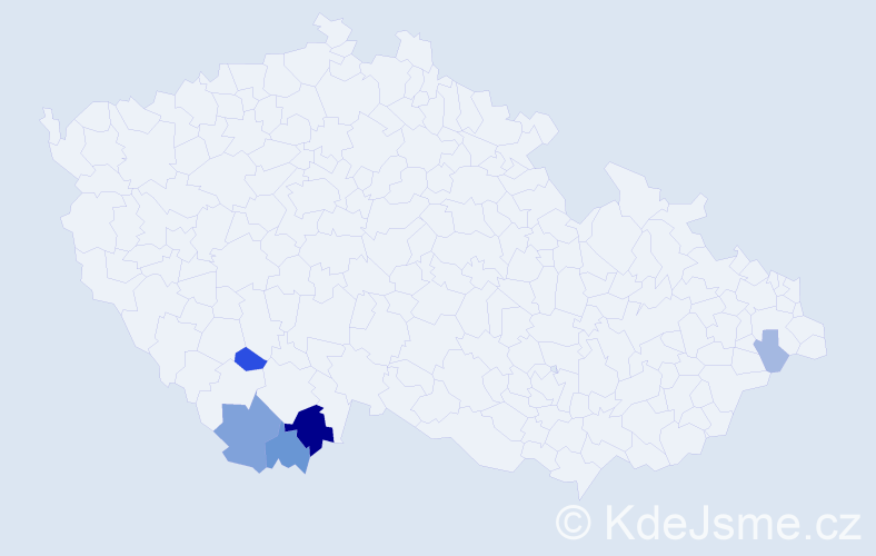 Příjmení: 'Krenauer', počet výskytů 13 v celé ČR