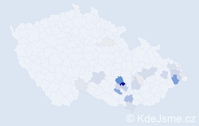 Příjmení: 'Kluska', počet výskytů 74 v celé ČR