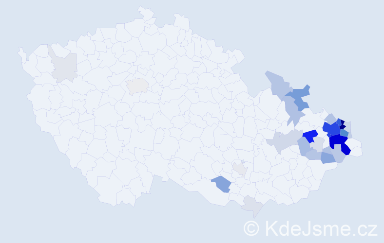 Příjmení: 'Tvardek', počet výskytů 162 v celé ČR