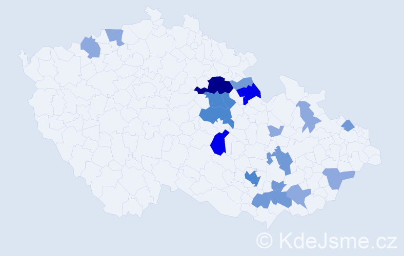 Příjmení: 'Pekáčová', počet výskytů 46 v celé ČR