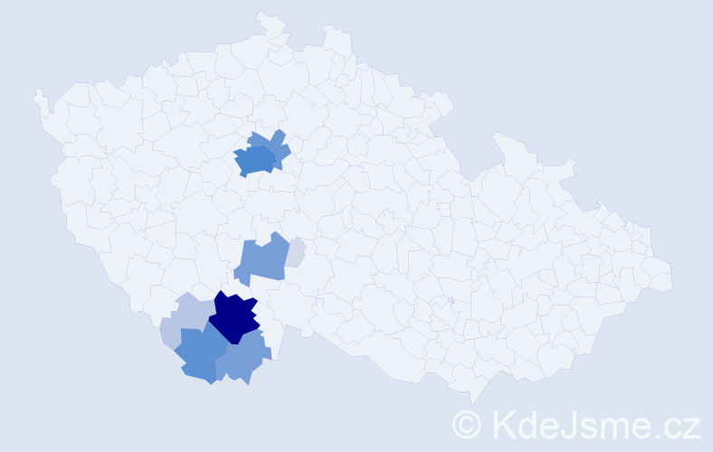 Příjmení: 'Kroneisl', počet výskytů 56 v celé ČR