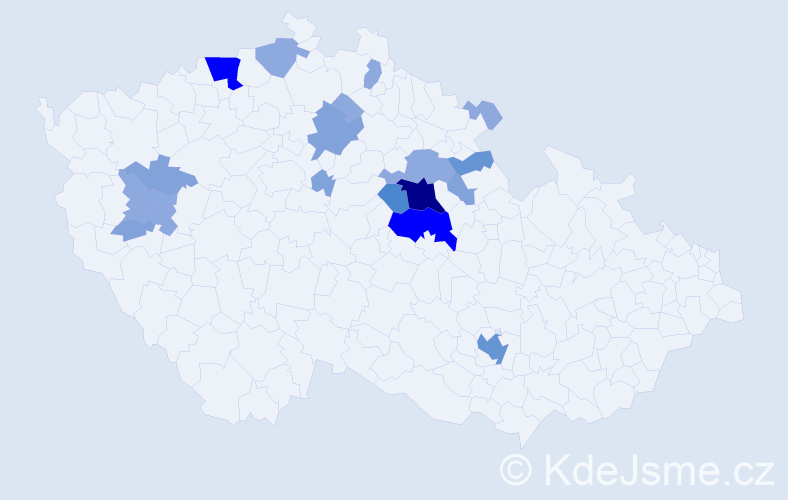 Příjmení: 'Tetřev', počet výskytů 47 v celé ČR