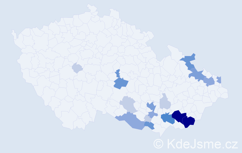 Příjmení: 'Mikulinec', počet výskytů 57 v celé ČR
