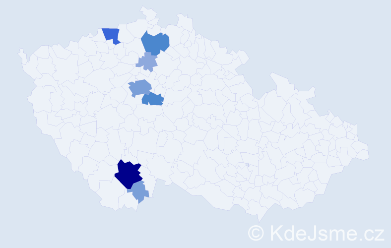 Příjmení: 'Machutka', počet výskytů 22 v celé ČR
