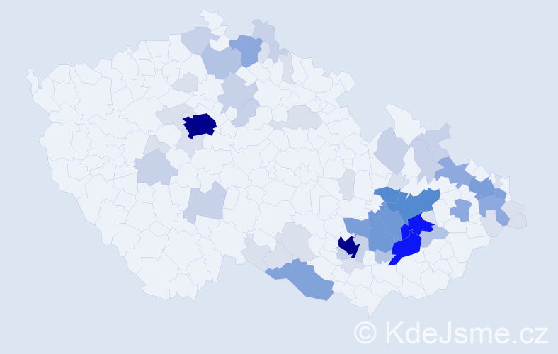 Příjmení: 'Olšanská', počet výskytů 217 v celé ČR