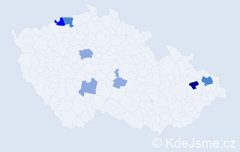 Příjmení: 'Hura', počet výskytů 16 v celé ČR
