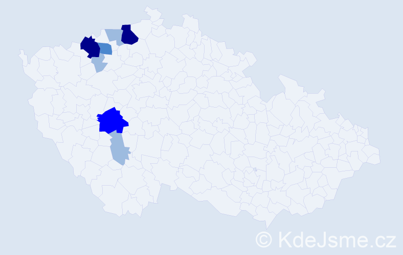Příjmení: 'Gadžová', počet výskytů 16 v celé ČR