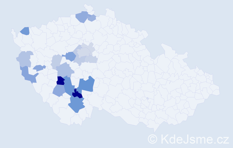 Příjmení: 'Trča', počet výskytů 54 v celé ČR