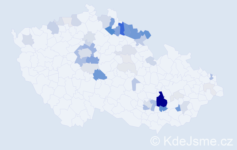 Příjmení: 'Srna', počet výskytů 152 v celé ČR