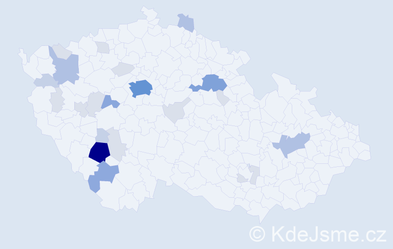 Příjmení: 'Bažatová', počet výskytů 70 v celé ČR