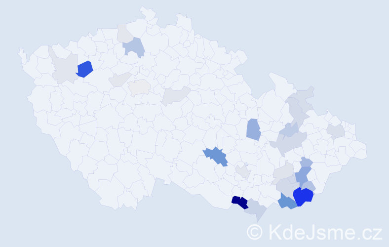 Příjmení: 'Lečbychová', počet výskytů 79 v celé ČR