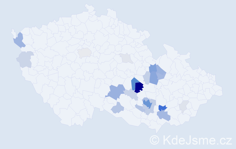 Příjmení: 'Korbičková', počet výskytů 75 v celé ČR