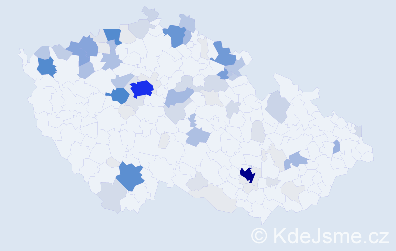 Příjmení: 'Kroka', počet výskytů 406 v celé ČR