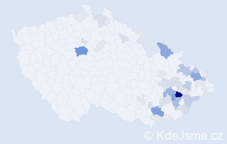 Příjmení: 'Zicháčková', počet výskytů 158 v celé ČR