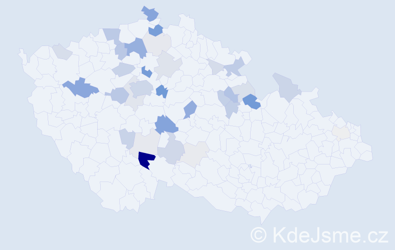 Příjmení: 'Hybš', počet výskytů 127 v celé ČR