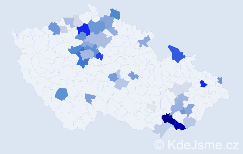 Příjmení: 'Poštolka', počet výskytů 121 v celé ČR