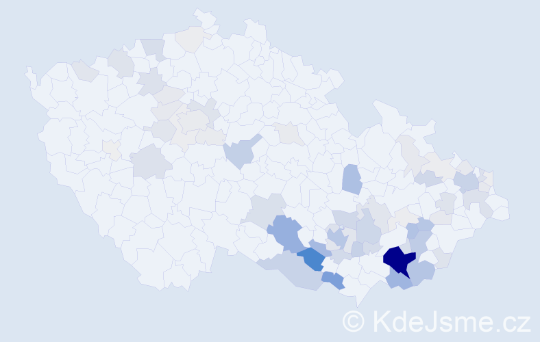 Příjmení: 'Hráček', počet výskytů 295 v celé ČR