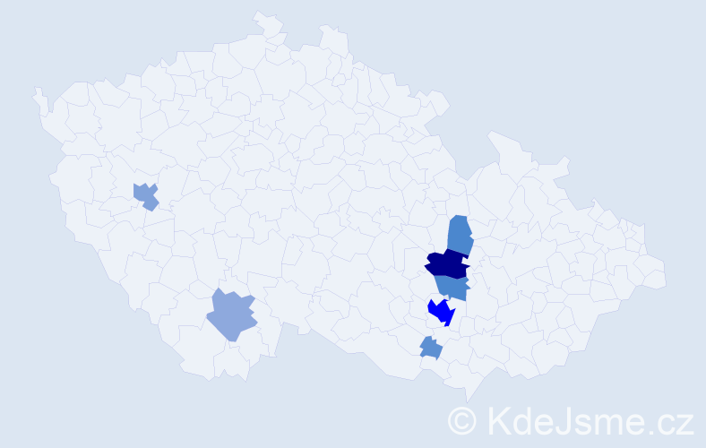 Příjmení: 'Komprdová', počet výskytů 43 v celé ČR