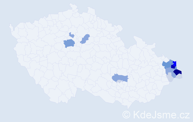 Příjmení: 'Malysz', počet výskytů 77 v celé ČR