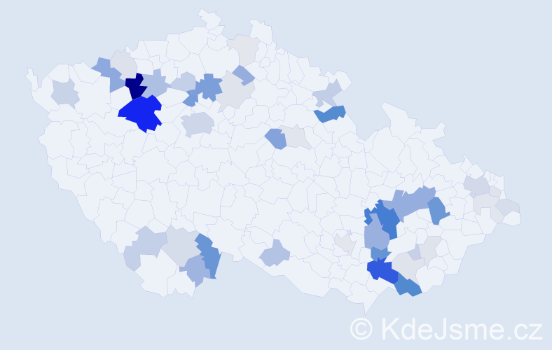 Příjmení: 'Frelichová', počet výskytů 132 v celé ČR