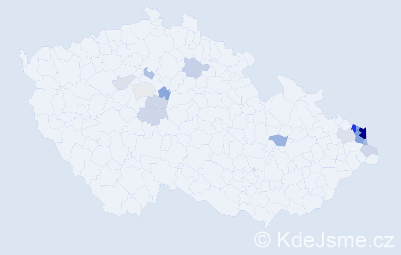 Příjmení: 'Kyjonková', počet výskytů 44 v celé ČR