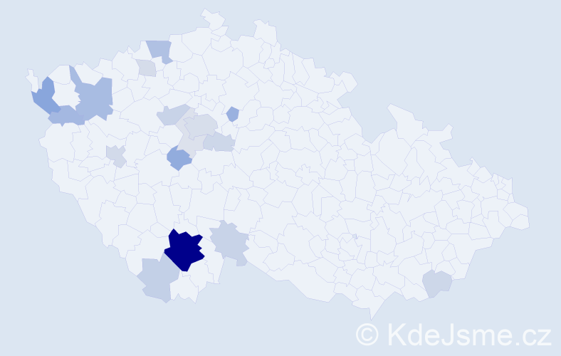 Příjmení: 'Kadounová', počet výskytů 59 v celé ČR