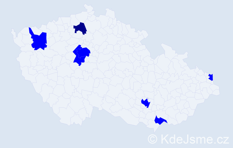 Příjmení: 'Vankeová', počet výskytů 8 v celé ČR