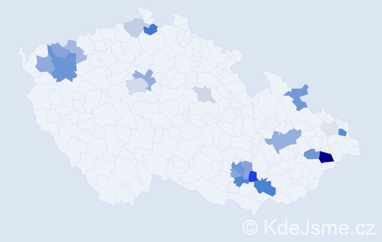 Příjmení: 'Farmačka', počet výskytů 59 v celé ČR