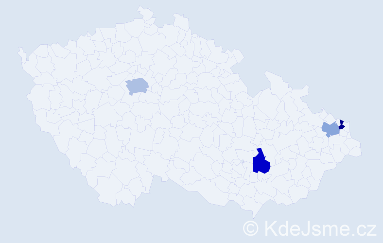 Příjmení: 'Görčöš', počet výskytů 5 v celé ČR
