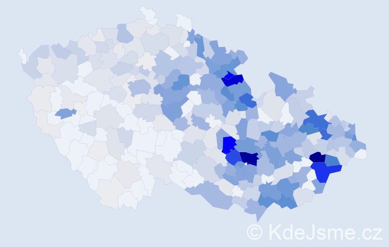 Příjmení: 'Martinek', počet výskytů 2019 v celé ČR