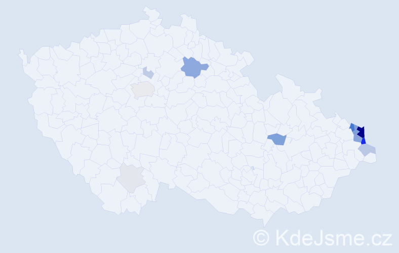 Příjmení: 'Kyjonka', počet výskytů 56 v celé ČR