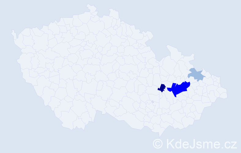 Příjmení: 'Hanos', počet výskytů 8 v celé ČR