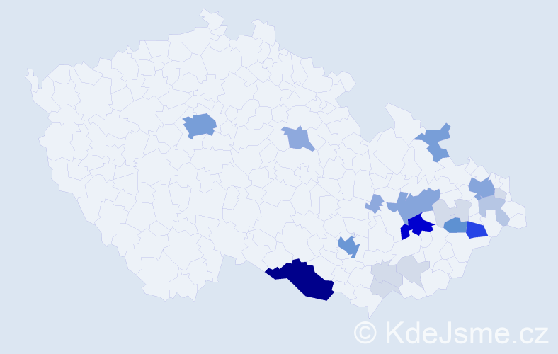 Příjmení: 'Kotulek', počet výskytů 88 v celé ČR