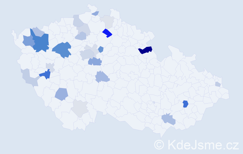Příjmení: 'Pacourek', počet výskytů 71 v celé ČR