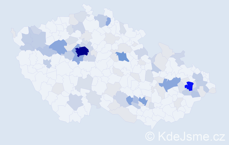 Příjmení: 'Boková', počet výskytů 281 v celé ČR